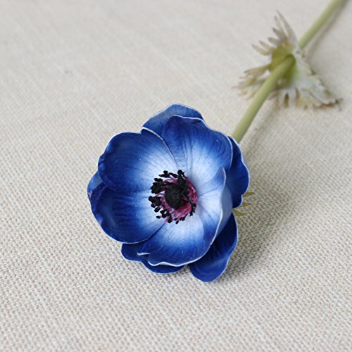 Lebritamfa 5Pcs Artifical Real Touch Pu Anemone Flower Bouquet Room Home Decor (Blue) #TOP3