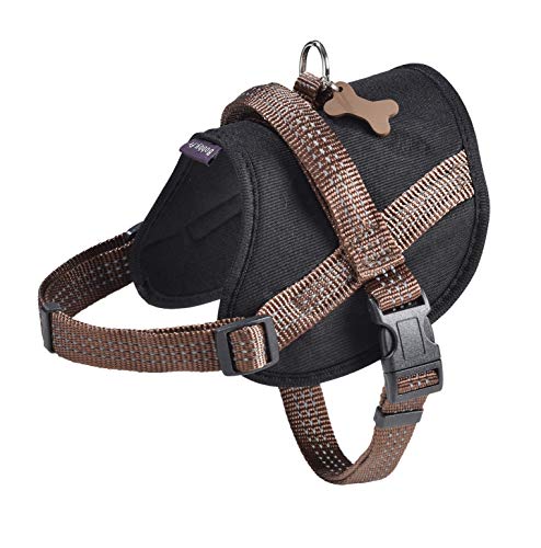 Bobby Easy Safe - Hundegeschirr mit Anhänger, Hundegeschirr für mittelgroße kleine große Hunde aus Nylon, sicher, bequem, reflektierend, braun, 39-50x1,6 cm