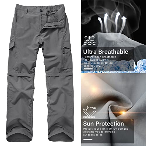 Linlon Mens Hiking Pants Convertible Quick Dry Zip Off Upf Lightweight Fishing Travel Camping Safari Pants,Grey,34 thumb #4