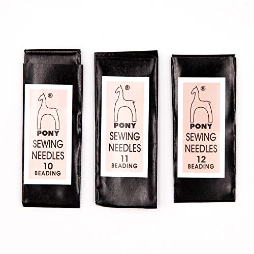 Pack of 3 (#10, 11, 12) India Beading Needles Narrow-Eye Sewing