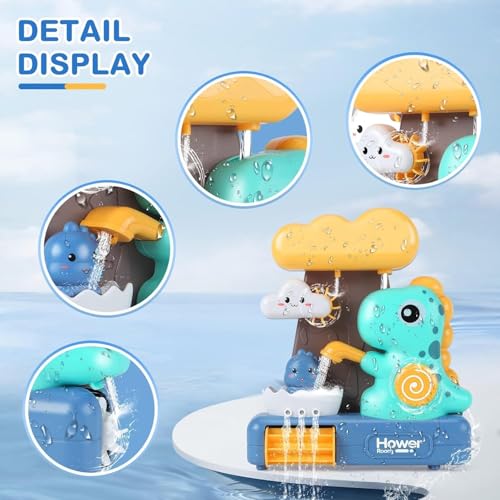 Image of Happy Hues Dino Bath Toys for Babies &Toddlers- Mold-Free Wall Mount Waterfall Bath Toys (Dino)