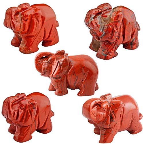 SUNYIK Sardonyx Elephant Pocket Statue Kitchen Guardian Healing Figurine Decor 1.5" Pack of 5