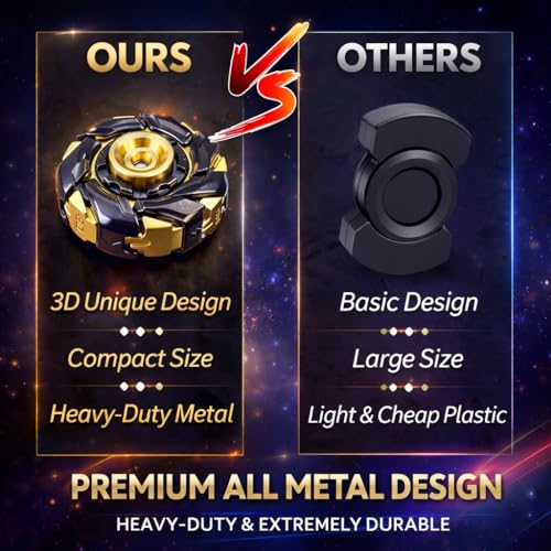 Image of EDC Fidget Sliders Open Armor Spinning Top Fidget Toys for Adults - Metal Stress Relief Gyroscope, ADHD & Anxiety Decompression Toy, Office Desk Cool Toy, Rotating Fingertip Spinner (Silver-Gold)