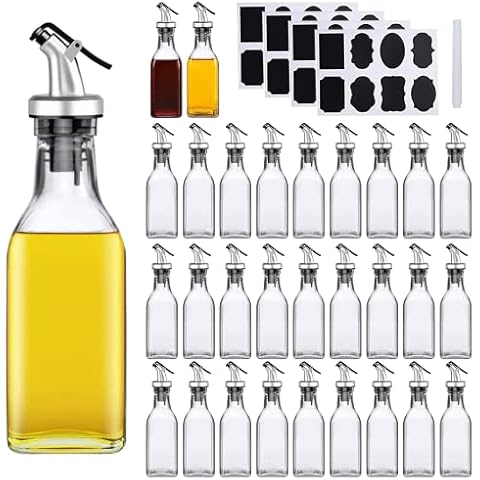 Accguan Oil Dispenser,6oz Leakproof Olive Oil Dispenser,Set with Sticker and Pen,Suitable for Storing Olive Oil, Vinegar and Other Liquids (30 PCS) Cover