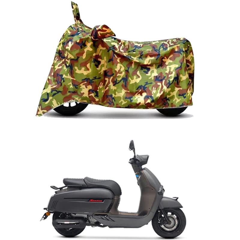 Image of Waterproof 100% PVC Coated Bike Scooty Two Wheeler Body Cover Compatible for Keeway Sixties 300i Matte /UV-Rays /Heat Protection /Birds Dropping /Scratchproof /Dust Proof /All [6X6 Jungle Print]