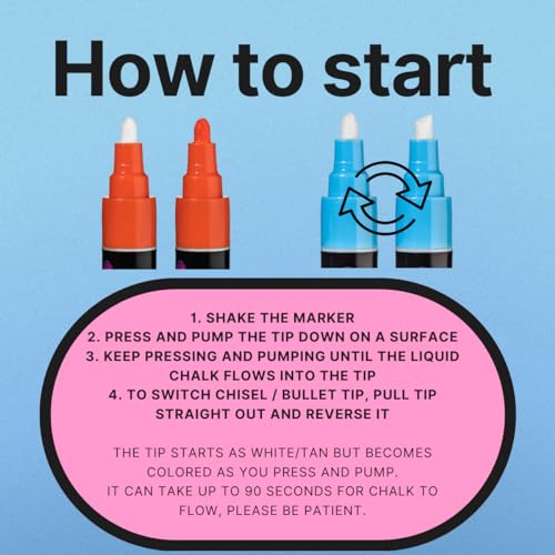 Moodclue 10 Liquid Chalk Markers Erasable. 6 Neon Dry & Wet Erase Marker Pens For Windows, Mirrors, Whiteboards, Chalkboards, Glass Boards, Auto Windshields. Reversible Thick And Thin Tip. Washable thumb #8