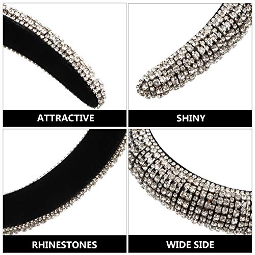Beaupretty tiara acolchoada com strass e faixa larga de cabelo com pedras de cristal e diamante, tia