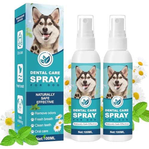 Spray de Soin Dentaire Pour Chiens 2 Pièces Anti Tartre Chien Désodorisant Dentifrice en Spray Bouche Ingrédients Naturels Buccal Assainisseur D'Haleine Pet Cleaning Teeth Buccal Animaux Insipide