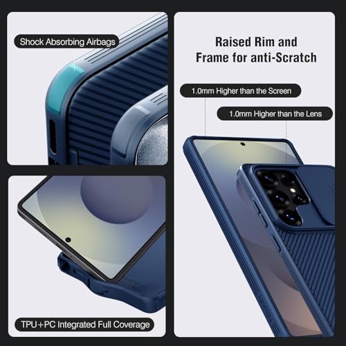 Image of Nilkin Classic Series Compatible for Samsung S25 Ultra Case with Camera Cover, [Camera Lens Protector] [Scratch-Resistant] [360 Full Protection] Shockproof Slim Phone Case (Blue, S25 Ultra)