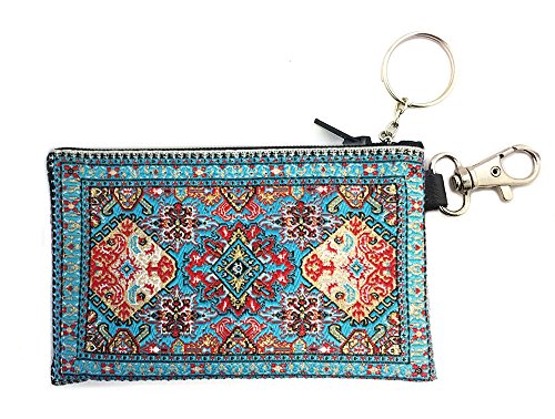 Religious Gifts Turquoise Cloth Key Chain Coin Change Rosary Case Pouch 3 1 16 Inch