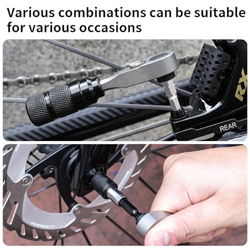 Image of Mini Ratchet Wrench Set with 10 Bits, 1 /4 Ratchet Ratcheting Screwdriver 1 | MTB Road Bike Ratchet Wrench Bike Tool Kit, Bike Repair Kit for Tight Spaces With Extension Rod, Storage Case & Bag