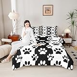 Manfei Kinder-Bettwäsche-Set mit Hundepfoten-Aufdruck, King-Size-Größe...