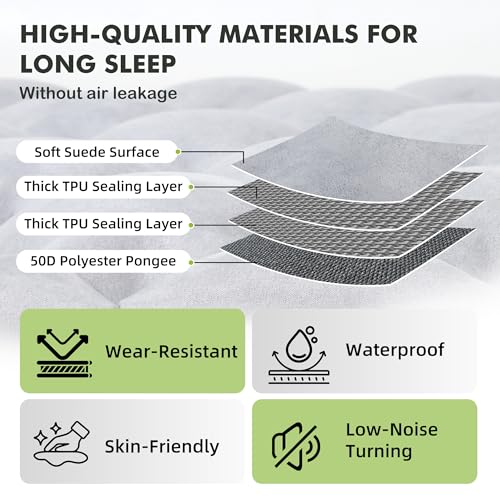 Image of HiiPeak Camping Sleeping Pad, Suede Top Camping Mat with Pillow, Built-in Foot Pump Inflatable Sleeping Pads Compact for Camping Backpacking Hiking Traveling Tent