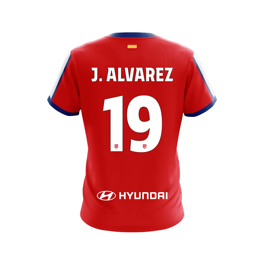 Atlético de Madrid - Réplica Oficial Minikit 1ª Equipación 24/25 - Julián Álvarez - Camiseta y Pantalón Infantil - Equipo Rojiblanco - Diseño con Escudo Atleti - Color Rojo y Blanco - Talla 8