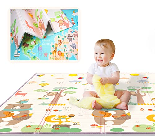 Spielmatte Baby Krabbelmatte Baby 180x200x1,5cm. XXL Spielteppich, faltbar, rutschfest, leicht zu...