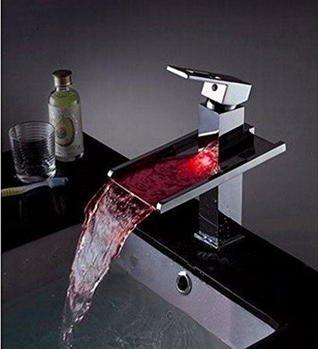 Robinet de salle de bain LED mitigeur lavabo vasque cascade eau colorée - 4