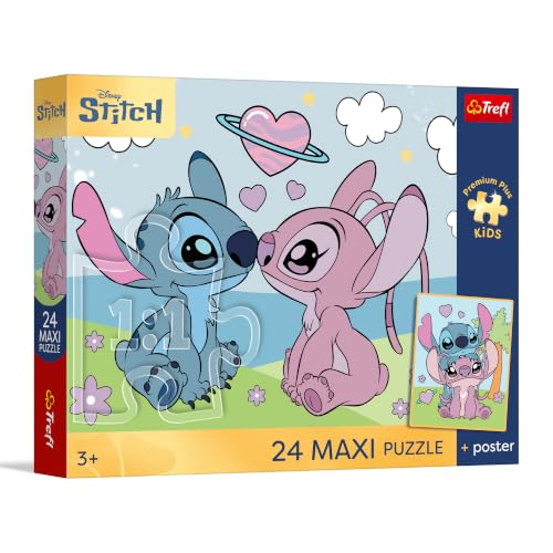 Trefl – Lilo & Stitch, Les rêves de Lilo et Stitch – Puzzle Maxi de 24 pièces – Grandes pièces, Affiche à Collectionner, Divertissement créatif, pour Les Enfants à partir de 3 Ans