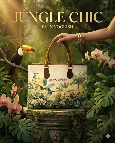 Image of Customized Canvas Tote Bag for Women with Vegan Suede - Custom Name Large Laptop Handbag (Fits 15 inch) - Eco-Friendly Tropical Print Shoulder Bag with Zipper Pockets - 16 inch inch Office & Travel bag