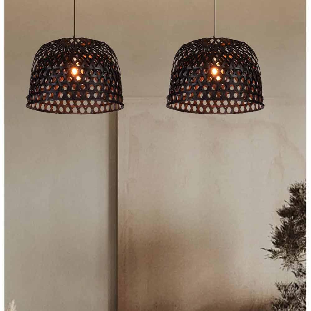 Lámpara Colgante Tejida De Bambú Lámpara Artesanal Decorativa De Arte De Ratán Iluminación del Hogar Retro Negro Iluminación Lámpara Colgante De Bambú Tejida A Mano Hueca E27 para Dormitorio