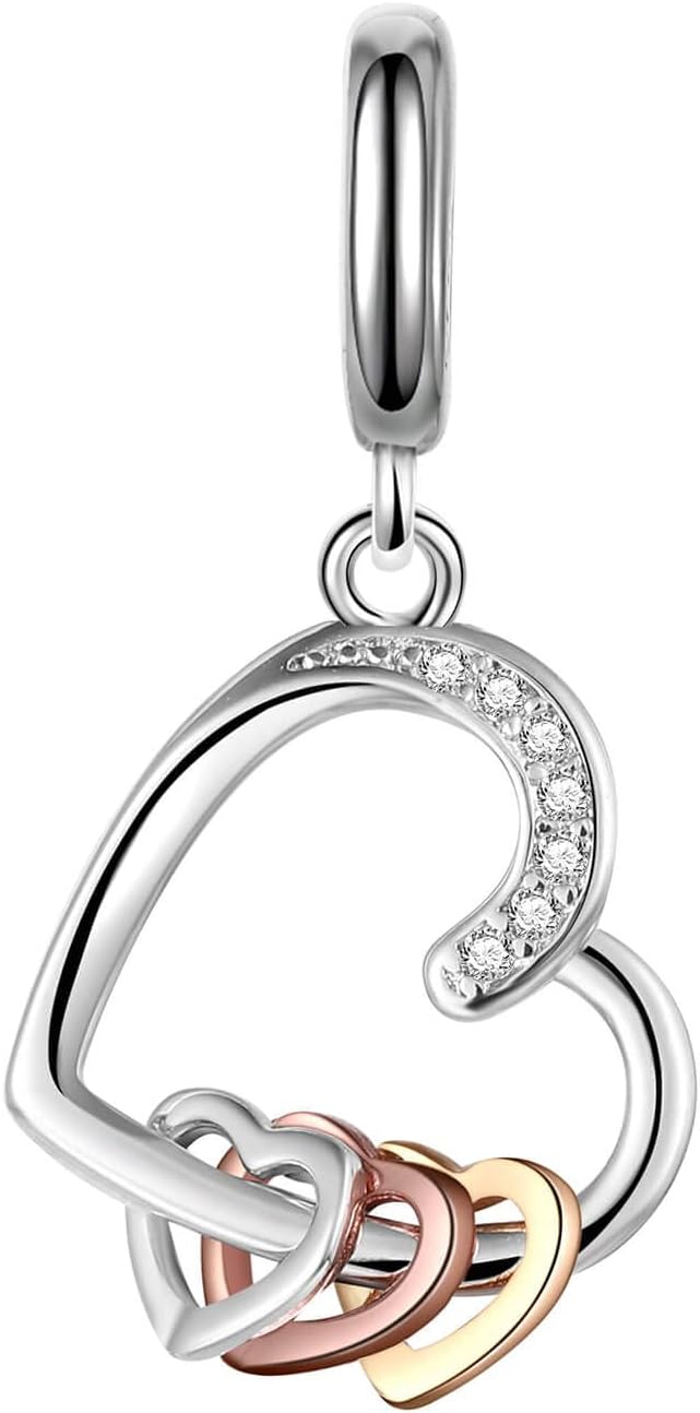 Love Heart to Heart Charm 925 Sterling Silver Charms fit for Bracelets Necklaces Jewelry