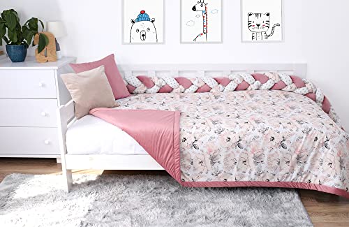 Tagesdecke Kinder Mädchen Handmade Bettüberwurf Velvet 140x220 cm - Kuscheldecke Baumwolle Kinderdecke für Einzelbett Kinderbett Tagesdecken Rosa - Image 5