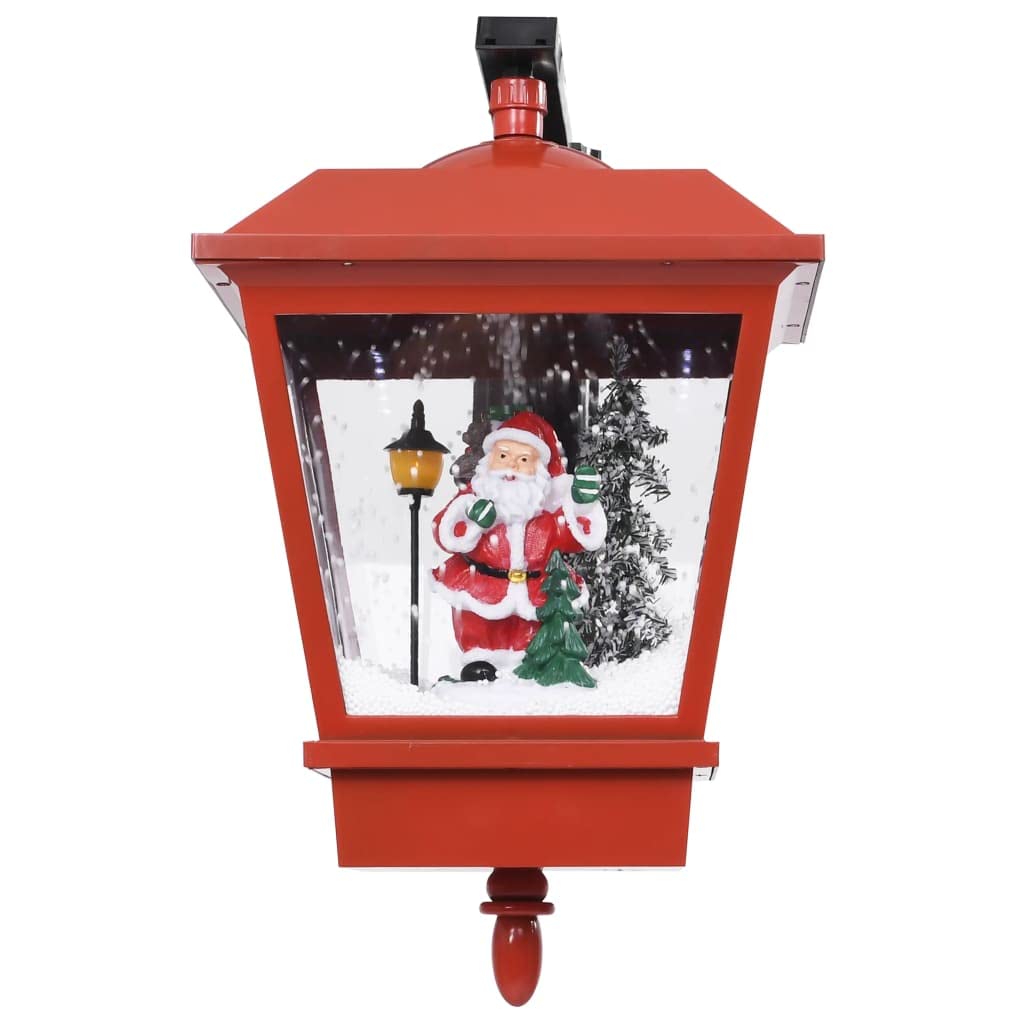 Weihnachts-Wandleuchte mit LED-Licht, Weihnachtsmann, Schneefallfunktion, PVC, 40x27x45 cm, Rot Schwarz, mit Melodie, USB-Kabel, Innen Außen Dekoration für Haus Garten Terrasse