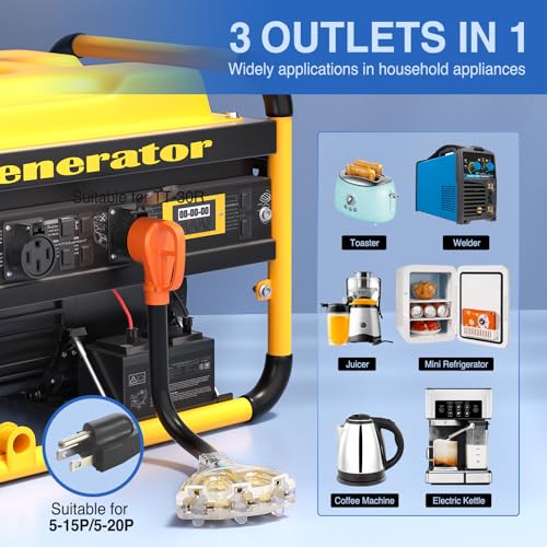 Image of Nilight 30 Amp to 110V RV Adapter Cord 30 A to 15A RV Distribution Adapter Cord 3 Prong TT-30P Male to 3X 5-15R /5-20R Female ETL Listed for RV Camper Generator Household Outlet