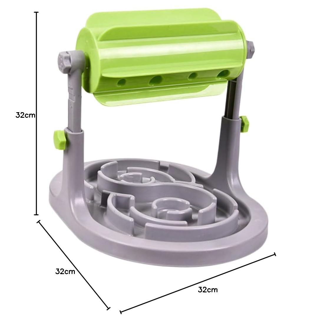 Mangeoire à Alimentation Lente à Tambour pour Chiens, Plastique Vert
