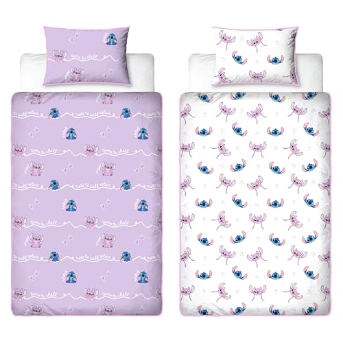 Disney Lilo and Stitch Officially Licensed Single Duvet Cover Set | Chill Design Reversible 2 Sided Bedding Including Matching Pillow Case | Perfect For Kids Bedroom | Polycotton