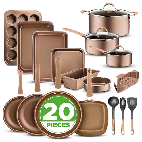 NutriChef 20-Piece Pots and Pans Set Non Stick – Induction