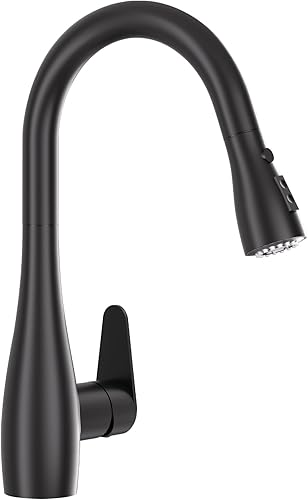Grifo de cocina negro con rociador extraíble de 1 agujero o 3 agujeros de doble función para casa de campo, cámper, lavandería, RV, barra húmeda,