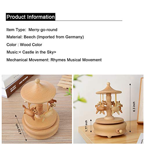 Takefuns Wooden Music Box For Girls Valentine's Day Birthday Gift Travel Gift, Merry-Go-Round Music Box, Moving Magnetic Car - Plays The Canon Song #TOP1