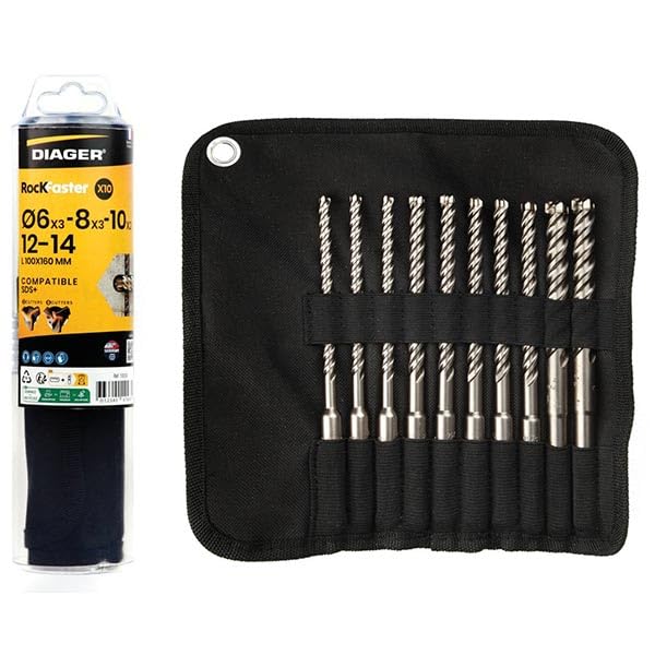 Trousse 10 forets Béton ROCKFASTER SDS Plus Diager