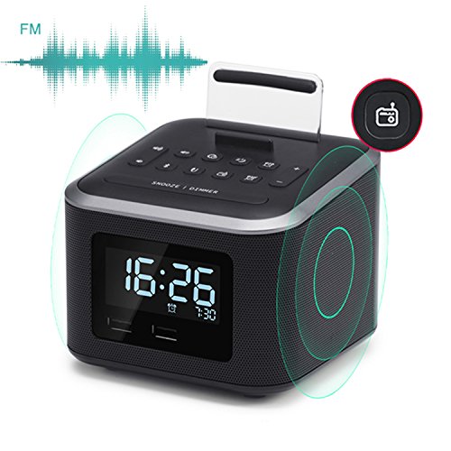image for Homtime Alarm Clock Radio,Wireless Bluetooth Speaker,Digital Alarm Clo