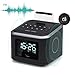 Homtime Alarm Clock Radio,Wireless Bluetooth Speaker,Digital Alarm Clock USB Charger for Bedroom with FM Radio/USB Charging Port/AUX-in and Cell Phone Stand/Snooze/Dimmer/Battery Backup (Black)