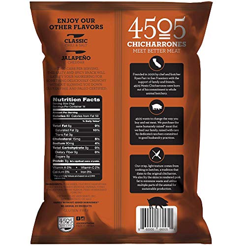 4505 Smokehouse Bbq Pork Rinds, Certified Keto, Humanely Raised, Family Size Bag, 7oz