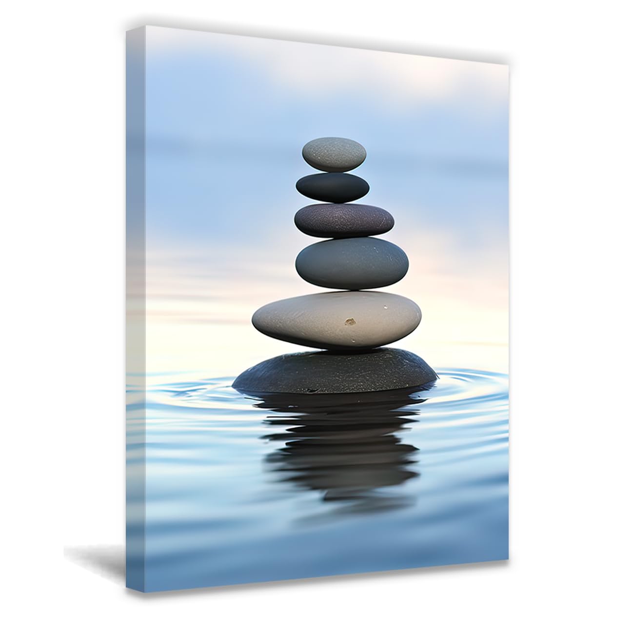 QIXIANG Zen Canvas Wall Art Zen Stone Painting Prints Spa Meditation Painting Artwork for Spa Yoga Room Bathroom Wall Decor Frame (20.00" x 30.00", Zen 1)