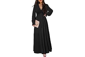 Elegant Maxi Black Dress with Floral Accents for Women