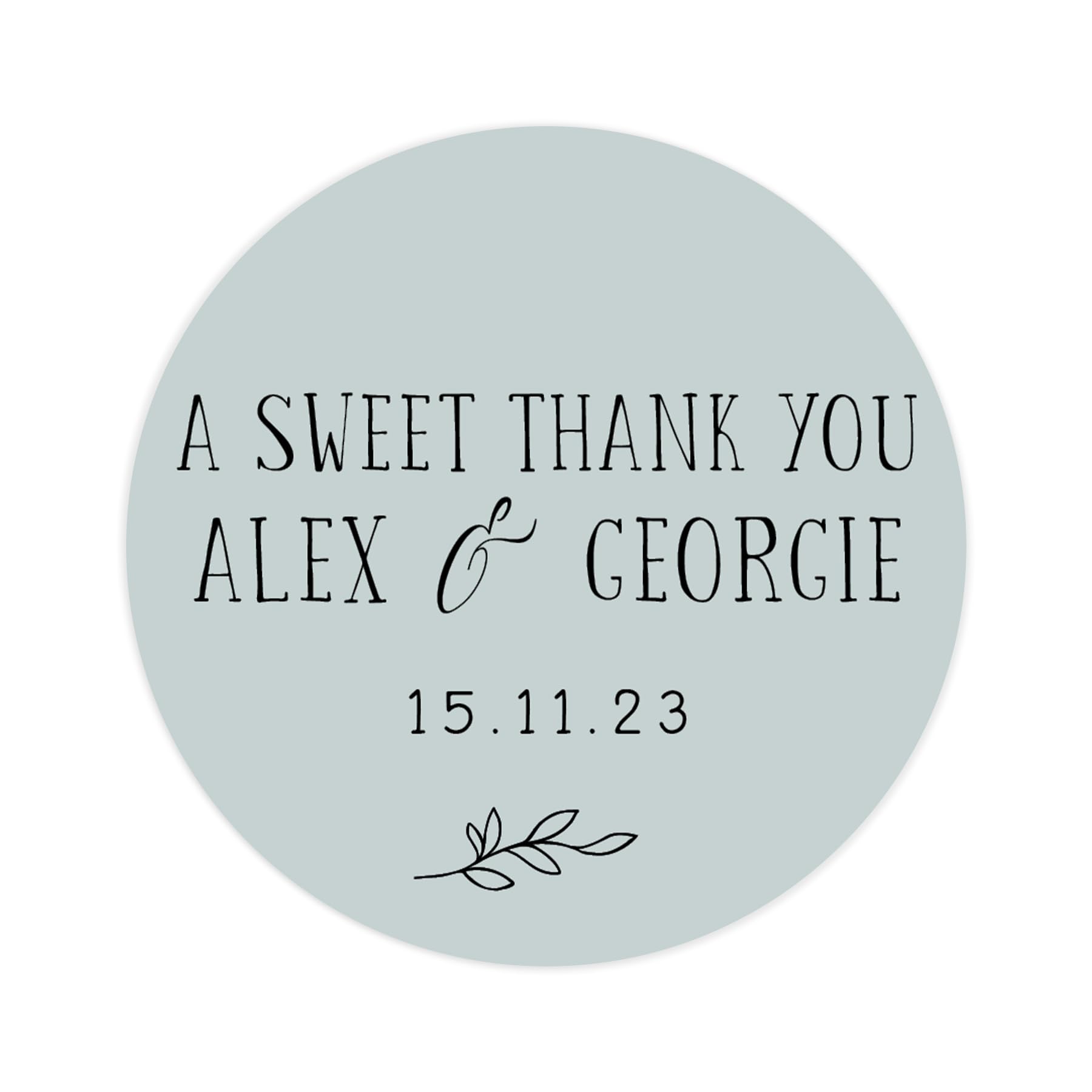 Personalised a sweet thank you wedding stickers | wedding labels | favor sticker | wedding favors thank you stickers | 35 round stickers - per sheet (Dusky blue)