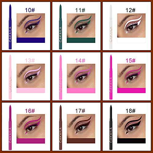 18 Colorful Eyeliner Pen Set, Eye Shadow Pencil, Pearl Eyeliner Kit Metallic Eyeliner Pencil Glitter Colored Eyeliner For Women Eye&Lip Liner Professional Waterproof Retractable Eye Makeup Colorful Eyeliner Eye Color #TOP3