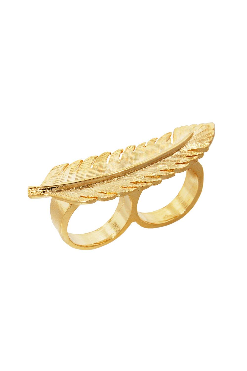 Feather Ring for Women - Statement Ring - Leaf Ring Gold - Two Finger Ring