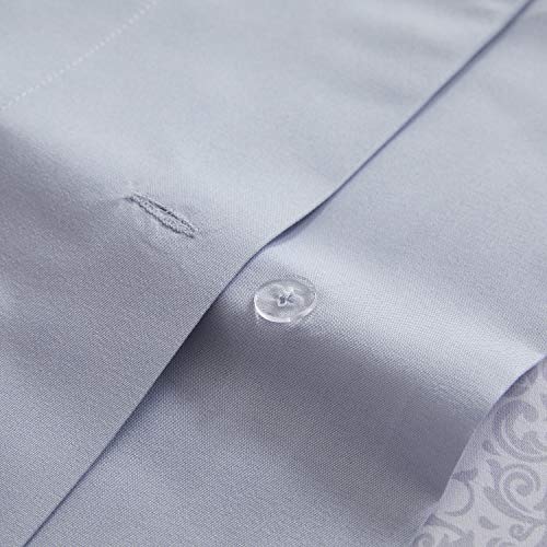 Image of Mellanni Duvet Cover Set 5pcs - Soft Double Brushed Microfiber Bedding with 2 Shams and 2 Pillowcases - Button Closure and Corner Ties - Wrinkle, Fade, Stain Resistant (Full /Queen, Laced Sky Blue) | Hotel Luxury, Extra Soft & Cooling - Microfiber - Button Closure and Corner Ties (Queen, Laced Sky Blue)