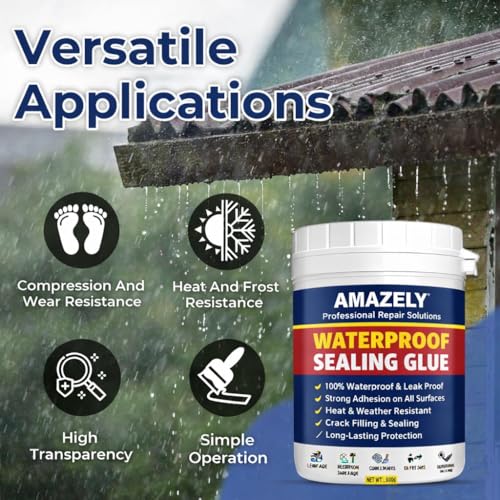 Image of Waterproof Glue for Leakage with Brush - Transparent Epoxy Resin Crack Seal Agent for Roof Wall Pipe Bathroom Tiles 300g (300 GM / 1 PACK)