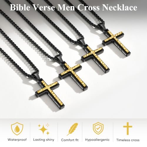 JZPZ Cross Necklace for Men-Hammered Christian Pendant Necklaces with Chain - image 4