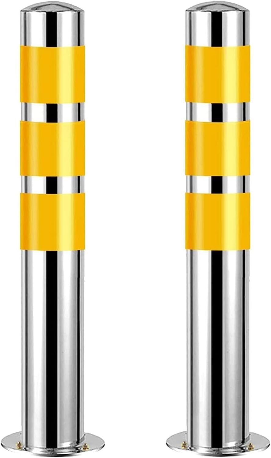 HCZKIUJY Parking Bollard 2 pcs Safety Bollard Post Driveway Barrier Stainless Steel Driveway Safety Bollard Post,for Parking Lot for Private Parking,Street (750mmHx76mmD)