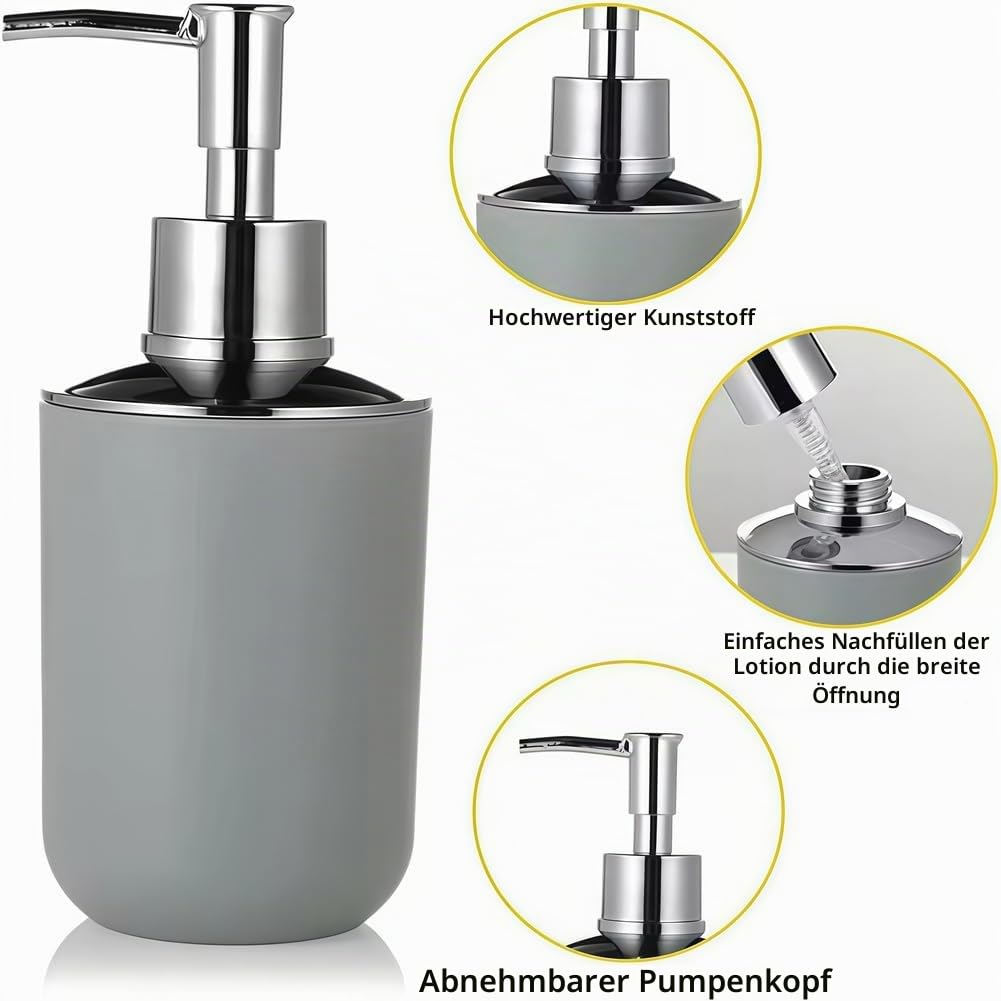 Badezimmer Zubehör Set, 6-Teiliges Badezimmer Mülleimer Set, enthält Toilettenbürste Zahnbürstenhalter Zahnputzbecher Seifenschale Mülleimer Lotionspender Badezimmer Set,Grün