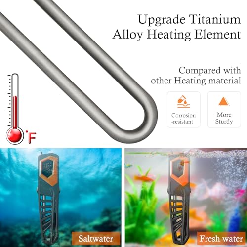 Image of HITOP 600W Titanium Aquarium Heater - Digital Fish Heater with LED Temp Display and External Controller, for Large Fish Tank 75~180Gallon