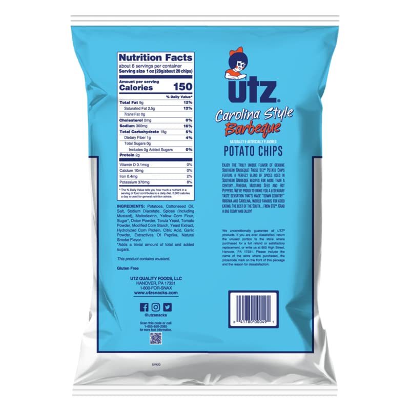 Miniatura 2 de Utz Quality Foods Carolina Style - Papas fritas para barbacoa, bolsas de tamaño familiar (6 bolsas)