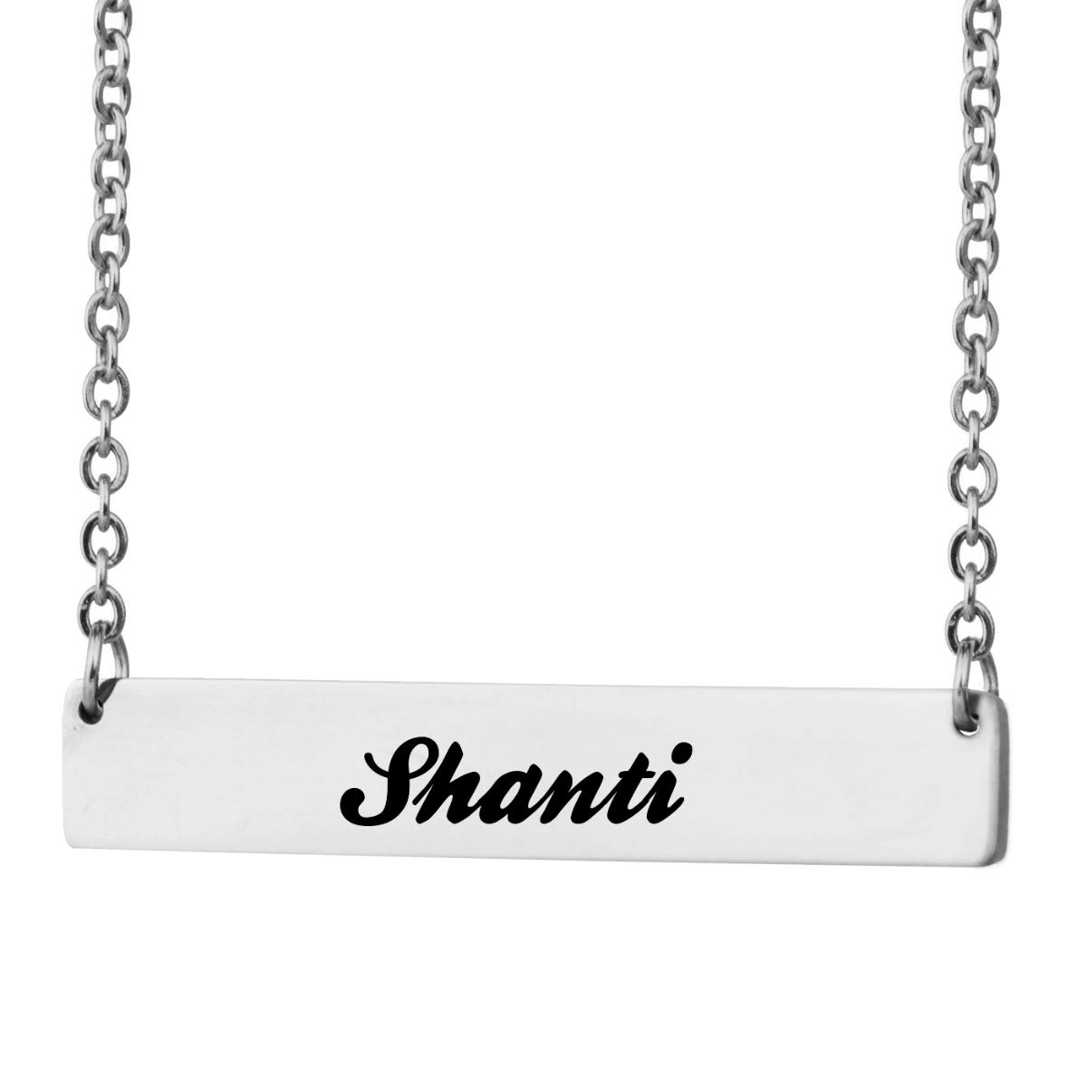 Engraved Custom Name Necklace Horizontal Bar Initial Name Plate Jewelry