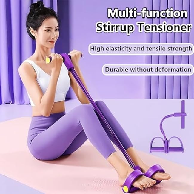 2025 Upgrade Multifunction Tension Rope or Exercise Sit Up Exercise Equipment,Pedal Ankle Puller,Bands-6 Tube Pedal Ankle Puller for Women Men